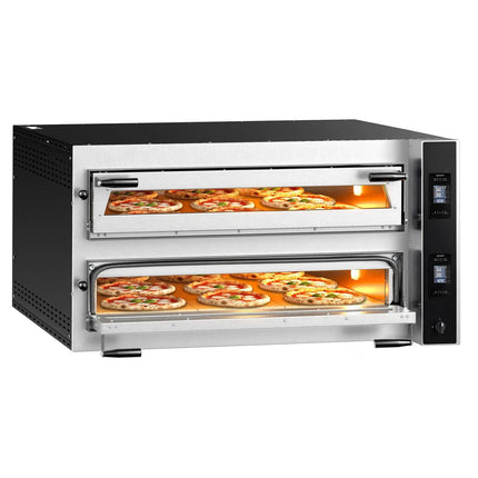 GGM Gastro Electric Deck Pizza Oven - Twin Deck - Refractory Stone Deck - 9+9 - Ø 35cm (35.1 cm) - Touchscreen Controls - up to 400°C