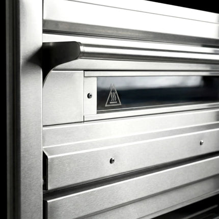 GGM Gastro Electric Deck Pizza Oven - Twin Deck - Refractory Stone Deck - 9+9 x Ø 33cm (33 cm) - Mechanical Controls - incl. Stainless steel hood & Proofing cabinet