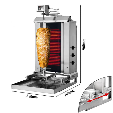 GGM Gastro Electric Doner Kebab Grill (Shawarma/Gyros) - 3 Burner - up to 40kg - 5.40kW - incl. 2 double doors & drip tray