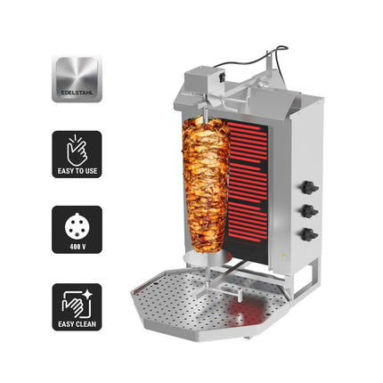 GGM Gastro Electric Doner Kebab Grill (Shawarma/Gyros) - 3 Burner - up to 40kg - 5.4kW - incl. 2 double doors & drip tray