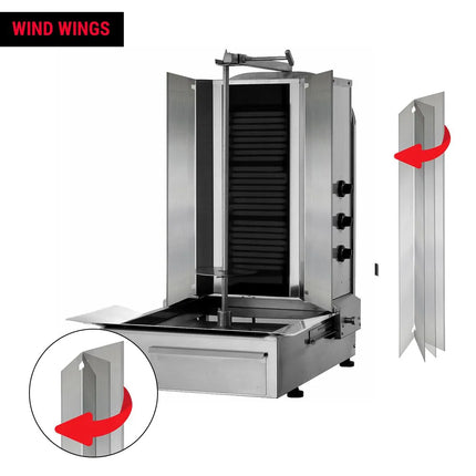 GGM Gastro Electric Doner Kebab Grill (Shawarma/Gyros) - 3 Burner - up to 40kg - 5.40kW - Countertop - incl. 2 double doors & 1 skewer