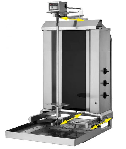 GGM Gastro Electric Doner Kebab Grill (Shawarma/Gyros) - 3 Burner - up to 40kg - 5.40kW - incl. 2 double doors & drip tray
