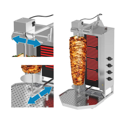 GGM Gastro Electric Doner Kebab Grill (Shawarma/Gyros) - 3 Burner - up to 40kg - 5.4kW - incl. 2 double doors & drip tray