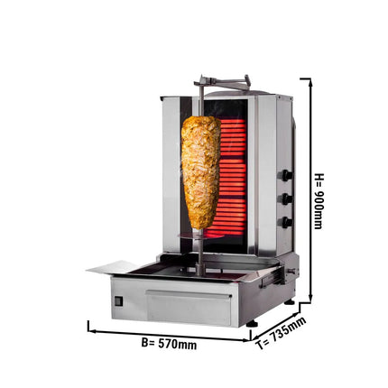 GGM Gastro Electric Doner Kebab Grill (Shawarma/Gyros) - 3 Burner - up to 40kg - 5.40kW - Countertop - incl. 2 double doors & 1 skewer