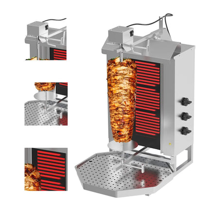 GGM Gastro Electric Doner Kebab Grill (Shawarma/Gyros) - 3 Burner - up to 40kg - 5.4kW - incl. 2 double doors & drip tray