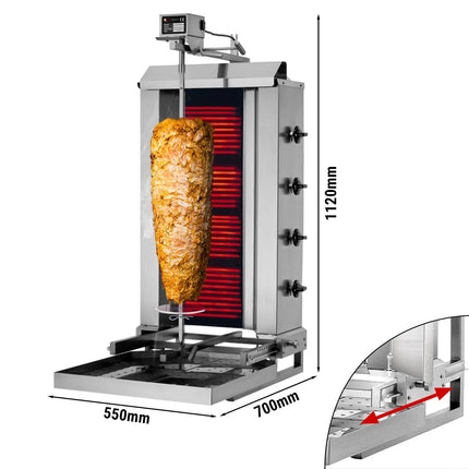 GGM Gastro Electric Doner Kebab Grill (Shawarma/Gyros) - 4 Burner - up to 60kg - 7.2kW - incl. 2 double doors & drip tray