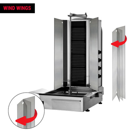 GGM Gastro Electric Doner Kebab Grill (Shawarma/Gyros) - 4 Burner - up to 60kg - 7.20kW - incl. 2 double doors - For CE
