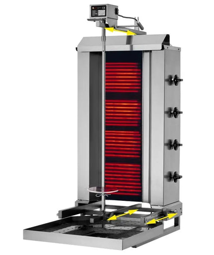 GGM Gastro Electric Doner Kebab Grill (Shawarma/Gyros) - 4 Burner - up to 60kg - 7.2kW - incl. 2 double doors & drip tray