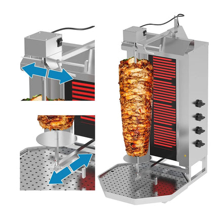 GGM Gastro Electric Doner Kebab Grill (Shawarma/Gyros) - 4 Burner - up to 60kg - 7.2kW - incl. 2 double doors & drip tray