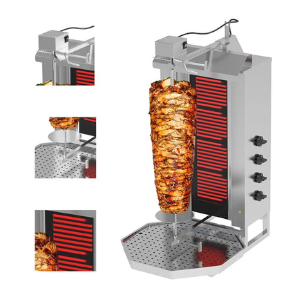 GGM Gastro Electric Doner Kebab Grill (Shawarma/Gyros) - 4 Burner - up to 60kg - 7.2kW - incl. 2 double doors & drip tray