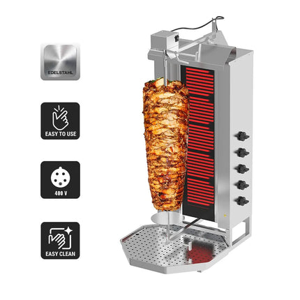 GGM Gastro Electric Doner Kebab Grill (Shawarma/Gyros) - 5 Burner - up to 80kg - 9kW - incl. 2 double doors & drip tray