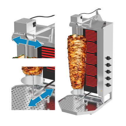 GGM Gastro Electric Doner Kebab Grill (Shawarma/Gyros) - 5 Burner - up to 80kg - 9kW - incl. 2 double doors & drip tray