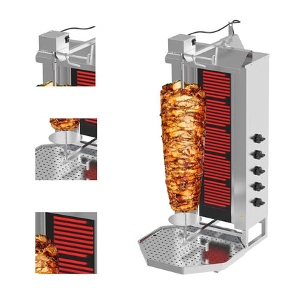 GGM Gastro Electric Doner Kebab Grill (Shawarma/Gyros) - 5 Burner - up to 80kg - 9kW - incl. 2 double doors & drip tray