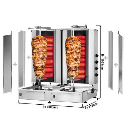 GGM Gastro Electric Doner Kebab Grill (Shawarma/Gyros) - Twin x 4 Burner - up to 120kg - 14.4kW - incl. 2 double doors