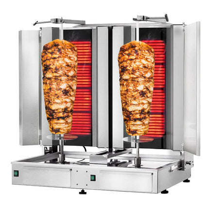 GGM Gastro Electric Doner Kebab Grill (Shawarma/Gyros) - Twin x 4 Burner - up to 120kg - 14.4kW - incl. 2 double doors