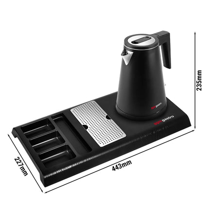 GGM Gastro Electric kettle - 0.8 litres - 1.2 kW - incl. tea station with 4 compartments and drip tray