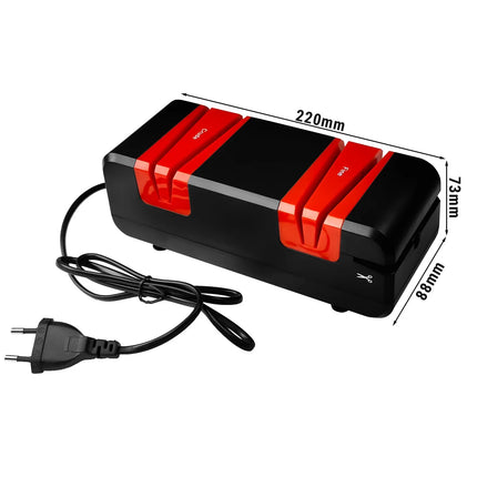 GGM Gastro Electric Knife Sharpener (15° groove) - Low-Noise Operation - 220x88x73mm - Red & Black