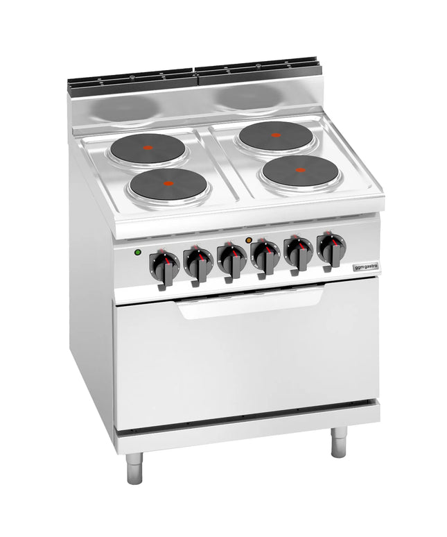 GGM Gastro Electric Oven Range - 17.9kW - 4 plates - with Electric Oven Static Oven - 7.5kW