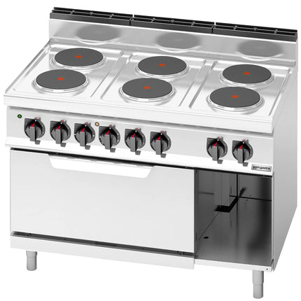 GGM Gastro Electric Oven Range - 23.1kW - 6 plates - with Electric Oven Static Oven - 7.5kW