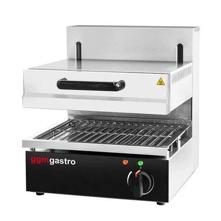 GGM Gastro Electric Rise & Fall Salamander Grill - 2.8kW - 220V - Height-Adjustable Heating Elements - 1 Shelves