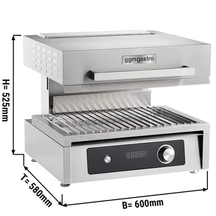 GGM Gastro Electric Rise & Fall Salamander Grill - Infrared - 4.5kW - 220V - Electronic Controls - Height-Adjustable Heating Elements