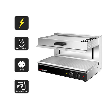 GGM Gastro Electric Rise & Fall Salamander Grill SPECIAL - 3.4kW - 220V - Height-Adjustable Heating Elements - 1 Shelves