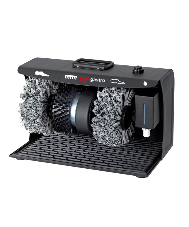GGM Gastro Electric Shoe Shine Machine – 120W - 2 Polishing Brushes - 1 Cleaning Brush - 100 ml Polish Dispenser