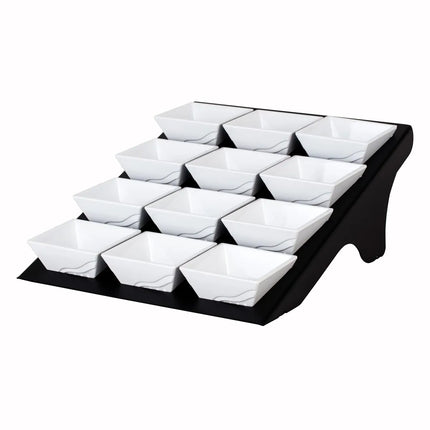 GGM Gastro Etagere / Buffet Stand - Black - Powder-coated stainless steel & melamine - square - incl. 12 Melamine bowls - 90x90mm