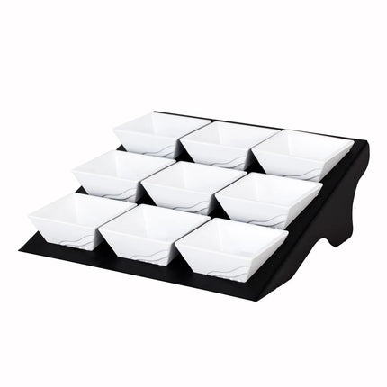 GGM Gastro Etagere / Buffet Stand - Black - Powder-coated stainless steel - square - incl. 9 Melamine bowls 90x90mm - with 9 shelves - suitable for square small bowls