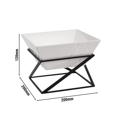 GGM Gastro Etagere / Buffet Stand - Black - square - Height: 175mm - incl. 1 Melamine bowl - Powder-coated stainless steel & Melamine