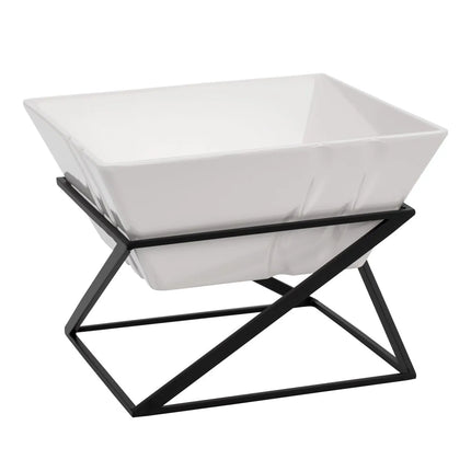 GGM Gastro Etagere / Buffet Stand - Black - square - Height: 175mm - incl. 1 Melamine bowl - Powder-coated stainless steel & Melamine