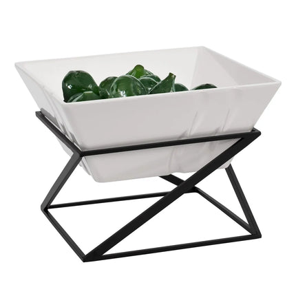 GGM Gastro Etagere / Buffet Stand - Black - square - Height: 175mm - incl. 1 Melamine bowl - Powder-coated stainless steel & Melamine