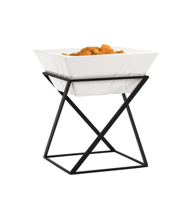 GGM Gastro Etagere / Buffet Stand - Black - square - Height: 275mm - incl. 1 Melamine bowl - Powder-coated stainless steel & Melamine