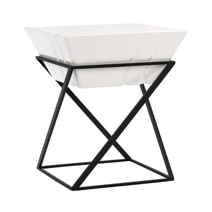 GGM Gastro Etagere / Buffet Stand - Black - square - Height: 275mm - incl. 1 Melamine bowl - Powder-coated stainless steel & Melamine