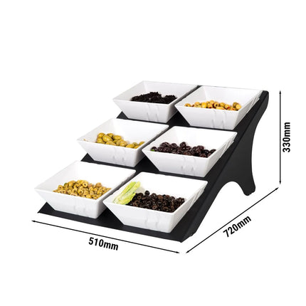 GGM Gastro Etagere / Buffet Stand - Black - square - Height: 330mm - incl. 6 Melamine bowls 220x220mm - suitable for small square bowls