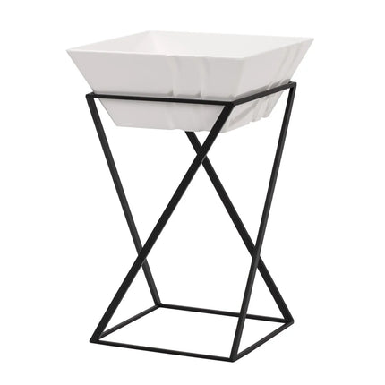 GGM Gastro Etagere / Buffet Stand - Black - square - Height: 475mm - incl. 1 Melamine bowl - Powder-coated stainless steel & Melamine