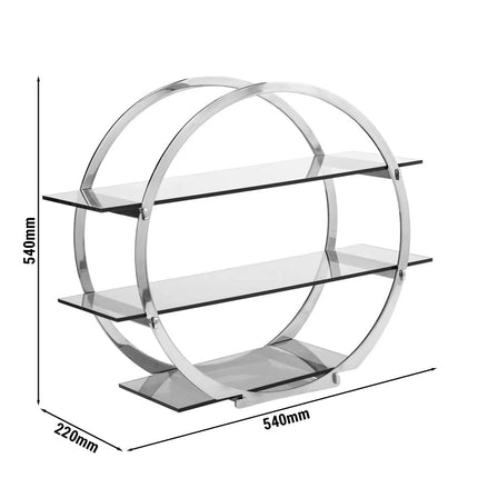 GGM Gastro Etagere / Buffet Stand - Chrome - round - Ø540mm - with 3 shelves - Stainless steel & plexiglass
