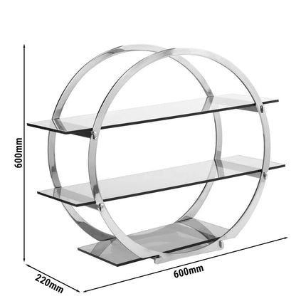 GGM Gastro Etagere / Buffet Stand - Chrome - round - Ø600mm - with 3 shelves - Stainless steel frame & plexiglass shelves