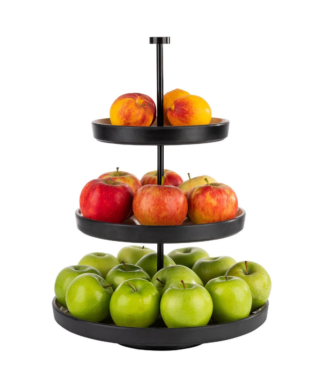 GGM Gastro Etagere / Buffet Stand - FRIDA - 3-tier - Stainless steel frame - Beige/Black - Height: 430mm - with 3 shelves