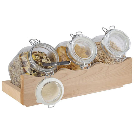GGM Gastro Etagere / Buffet Stand - GOOD MORNING - 4-piece set - Wooden stand - Beige - Height: 135mm - incl. 3 Glassware