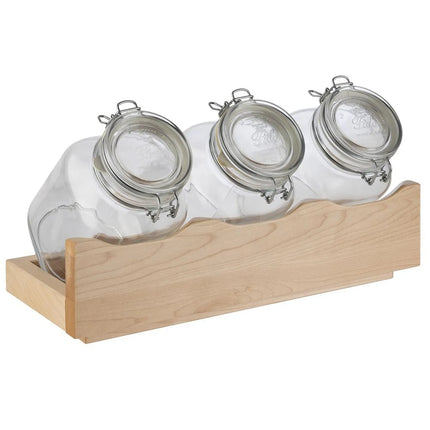 GGM Gastro Etagere / Buffet Stand - GOOD MORNING - 4-piece set - Wooden stand - Beige - Height: 135mm - incl. 3 Glassware