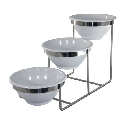 GGM Gastro Etagere / Buffet Stand - Metal frame - Chrome - Height: 350mm - incl. 3 Melamine bowls - with 3 shelves - suitable for round bowls