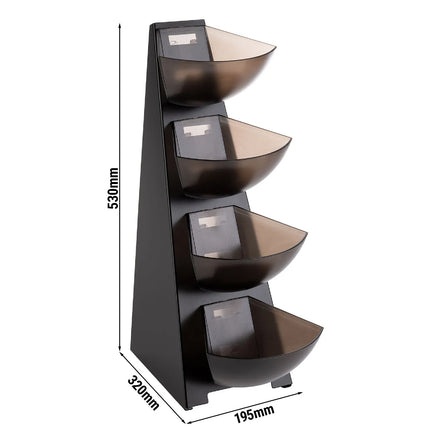 GGM Gastro Etagere / Buffet Stand - MULTI RACK - Stainless steel frame - Black/Grey - Height: 530mm - with 4 shelves - suitable for 11411#6