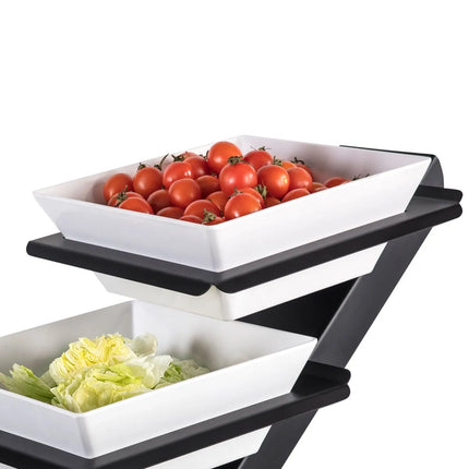GGM Gastro Etagere / Buffet Stand - Powder-coated stainless steel frame - Black - square - incl. 3 Melamine bowls 300x300mm - with 3 shelves