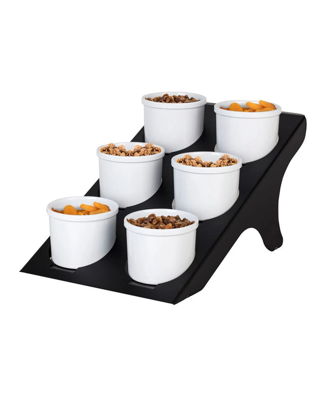 GGM Gastro Etagere / Buffet Stand - Powder-coated stainless steel & melamine - Black - round - Ø135mm - incl. 6 Melamine bowls Ø100mm - suitable for round small bowls