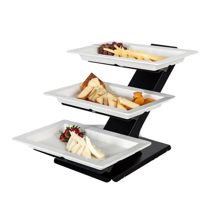 GGM Gastro Etagere / Buffet Stand - Powder-coated stainless steel & melamine - Black - incl. 3 Melamine bowls 320x530mm