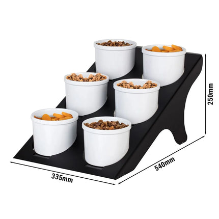 GGM Gastro Etagere / Buffet Stand - Powder-coated stainless steel & melamine - Black - round - Ø135mm - incl. 6 Melamine bowls Ø100mm - suitable for round small bowls