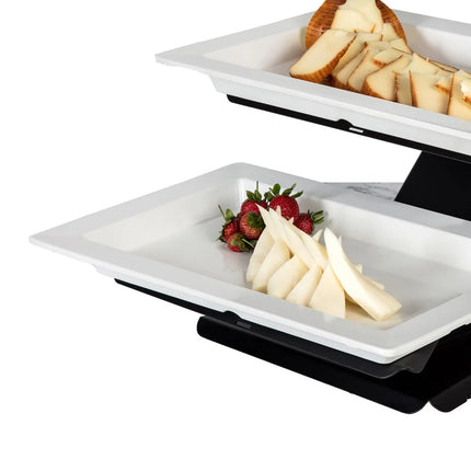 GGM Gastro Etagere / Buffet Stand - Powder-coated stainless steel & melamine - Black - incl. 3 Melamine bowls 320x530mm
