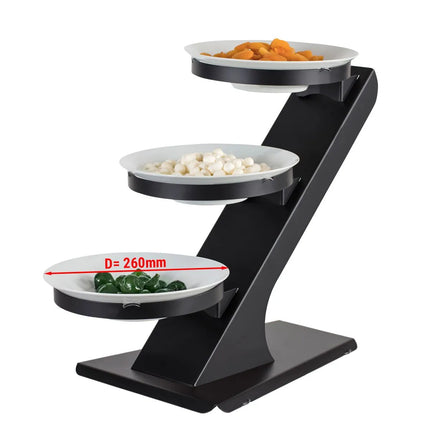 GGM Gastro Etagere / Buffet Stand - Powder-coated stainless steel & Melamine - Black - incl. 3 Melamine bowls Ø260mm