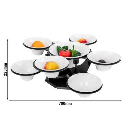 GGM Gastro Etagere / Buffet Stand - rotating - Stainless steel frame - Black - Height: 225mm - incl. 9 Melamine bowls